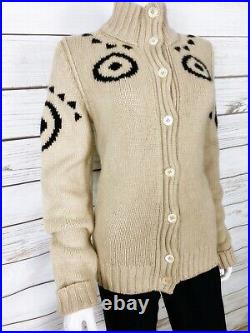 Tomas Maier Womens Knit Cardigan Beige Size M Button Up Long Sleeve Sweater