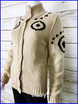 Tomas Maier Womens Knit Cardigan Beige Size M Button Up Long Sleeve Sweater