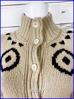 Tomas Maier Womens Knit Cardigan Beige Size M Button Up Long Sleeve Sweater