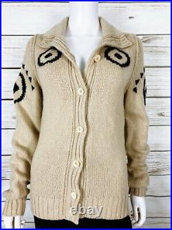 Tomas Maier Womens Knit Cardigan Beige Size M Button Up Long Sleeve Sweater