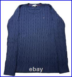 Tommy Hilfiger Blue Cable Knit Crew Neck Jumper Size M