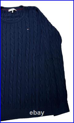 Tommy Hilfiger Blue Cable Knit Crew Neck Jumper Size M