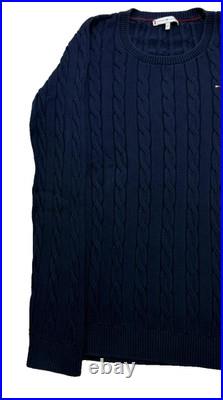 Tommy Hilfiger Blue Cable Knit Crew Neck Jumper Size M
