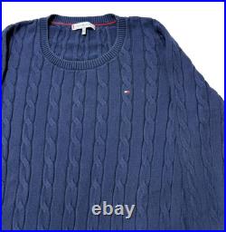 Tommy Hilfiger Blue Cable Knit Crew Neck Jumper Size M