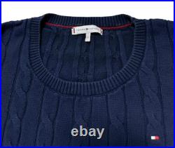 Tommy Hilfiger Blue Cable Knit Crew Neck Jumper Size M