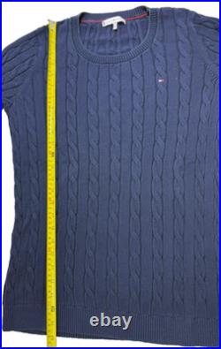 Tommy Hilfiger Blue Cable Knit Crew Neck Jumper Size M