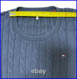Tommy Hilfiger Blue Cable Knit Crew Neck Jumper Size M