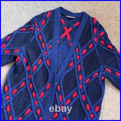 Tommy Hilfiger Long Sweater Knit Cardigan Royal Blue Preppy MEDIUM
