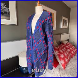 Tommy Hilfiger Long Sweater Knit Cardigan Royal Blue Preppy MEDIUM