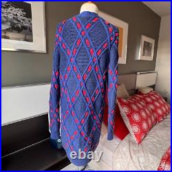 Tommy Hilfiger Long Sweater Knit Cardigan Royal Blue Preppy MEDIUM
