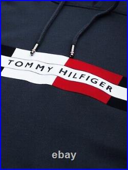 Tommy Hilfiger Men's Blue Logo Hoodie Sweater Jumper M Sky Captain 100%Cotton