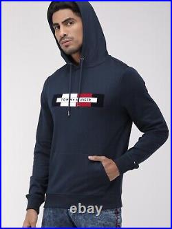 Tommy Hilfiger Men's Blue Logo Hoodie Sweater Jumper M Sky Captain 100%Cotton