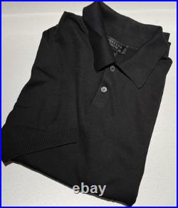 Toscano Men's Spread Collar Pullover Sweater Made In Italy Black Size M