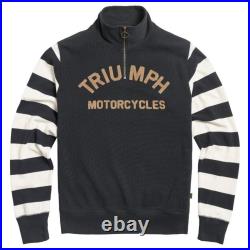 Triumph Mens Highly Zip Neck Jet Black Bone Sweater Jumper Medium Large XL XXL