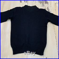 US NAVY Vtg 1940s WWII Blue Wool USN Deck Sweater, Fits Mens SMALL-MEDIUM