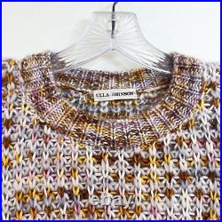 Ulla Johnson Rosina Colorful Puff Sleeve Crew Neck Alpaca Blend Knit Sweater M/L