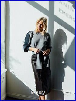 Ulla Johnson Rubi Pullover Tie Front Sweater Grey Size Medium Wool