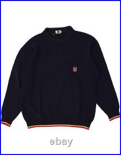 VALENTINO Mens Crew Neck Jumper Sweater Medium Navy Blue Wool AG08