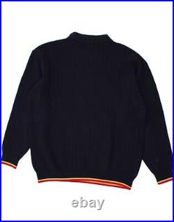 VALENTINO Mens Crew Neck Jumper Sweater Medium Navy Blue Wool AG08