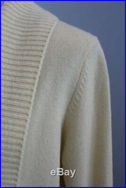 VINCE Sz M Medium Cream 100% Cashmere Wide Collar Cardigan Sweater NWT