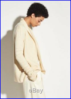 VINCE Sz M Medium Cream 100% Cashmere Wide Collar Cardigan Sweater NWT