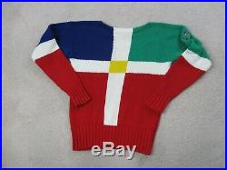 VINTAGE Ralph Lauren Polo Sweater Adult Medium Red Green Cross Flags Mens 90s