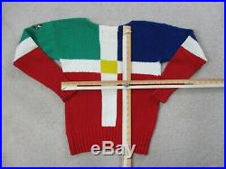 VINTAGE Ralph Lauren Polo Sweater Adult Medium Red Green Cross Flags Mens 90s