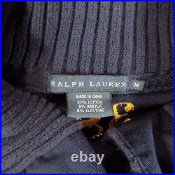 VINTAGE Ralph Lauren Sweater Womens Medium Blue 383 Equestrian Toggle Big Pony