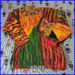 VTG 90s Coogi Casino 3D Textured Knit Cardigan Sweater MEDIUM Bright Australia
