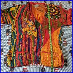 VTG 90s Coogi Casino 3D Textured Knit Cardigan Sweater MEDIUM Bright Australia