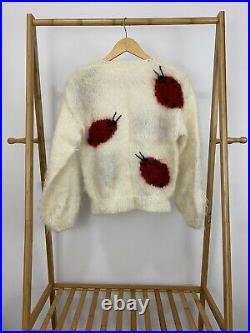 VTG Ann Arundell Couture Mohair Britain Knitwear Ladybug Soft Sweater Size M