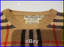 VTG BURBERRY Nova Check Plaid Lambswool Sweater Jumper 40 S/M Made In England
