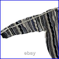 VTG London Fog 3D Knit Textured Coogi Style Blue Multicolor Sweater 80s/90s Sz M
