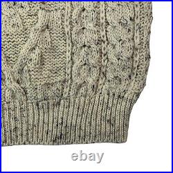 VTG M Western Island Sweater Company Natural Beige Speckled Cable Knit Crew Neck