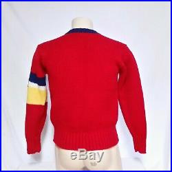 VTG Polo Ralph Lauren Uni Crest Wool Sweater Knit Colorblock Stadium 90s Medium