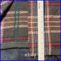 VTG Ralph Lauren Exclusive Hand Knit Vintage Brown Plaid Open Cardigan Wool Sz M