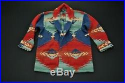 VTG Ralph Lauren Wool Cardigan Blanket Sweater Shawl Collar Aztec M Medium Robe