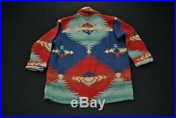 VTG Ralph Lauren Wool Cardigan Blanket Sweater Shawl Collar Aztec M Medium Robe
