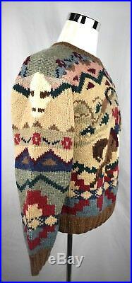 VTG Rare! Polo Ralph Lauren Hand Knit Wool Sweater Cowboy Indian KANYE WEST M