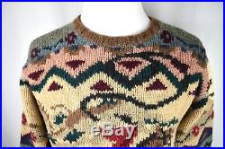 VTG Rare! Polo Ralph Lauren Hand Knit Wool Sweater Cowboy Indian KANYE WEST M