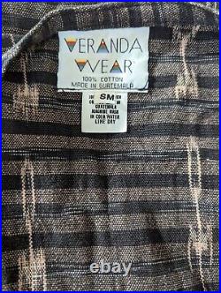 Veranda Wear Cardigan Sweater Handwoven Cotton Guatemala Art Wear Embroidered M