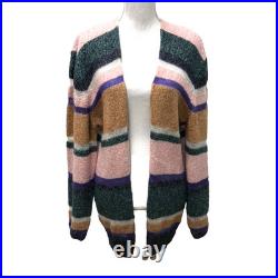 Veronica Beard Cardigan Sweater Jumper Womens Medium Stripe Earthy Boho Oversize