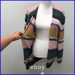 Veronica Beard Cardigan Sweater Jumper Womens Medium Stripe Earthy Boho Oversize