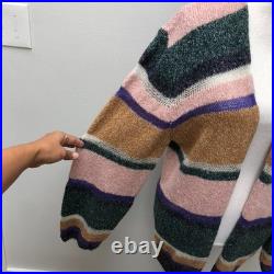 Veronica Beard Cardigan Sweater Jumper Womens Medium Stripe Earthy Boho Oversize