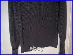Veronica Beard Simi Sweater Wool Ribbed Button shoulder Crewneck Black Size M