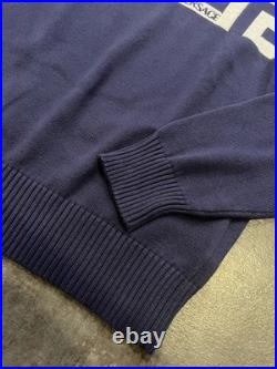 Versace Greca Knit Cotton Sweater Blue 48 Euro (medium) 1021724 NWT $1125