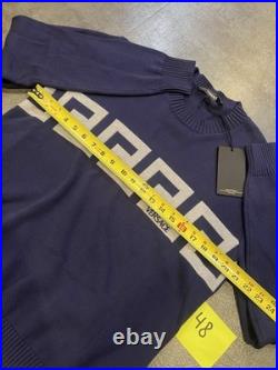 Versace Greca Knit Cotton Sweater Blue 48 Euro (medium) 1021724 NWT $1125