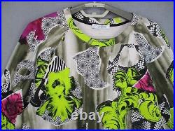 Versace Jumper Womens Medium Beige Green Pink Floral Sweater Long Sleeve