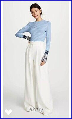 Victoria Beckham Blue Jumper Ribbed Cardigan Sweater Size 10/12 Long Sleeved