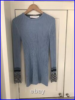 Victoria Beckham Blue Jumper Ribbed Cardigan Sweater Size 10/12 Long Sleeved